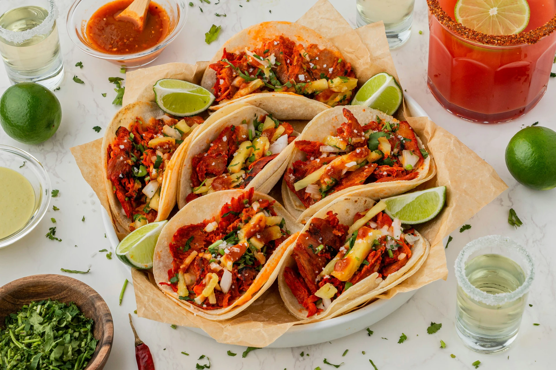 taco's op een bord