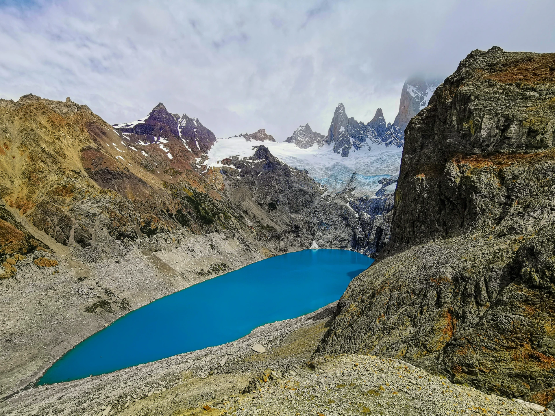 andes bergen en blauw meer
